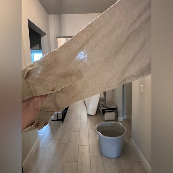 Aritzia (Babaton) Brown/Flax Linen blend Button-up Shirt - M - Never Worn - Picture 11 of 14